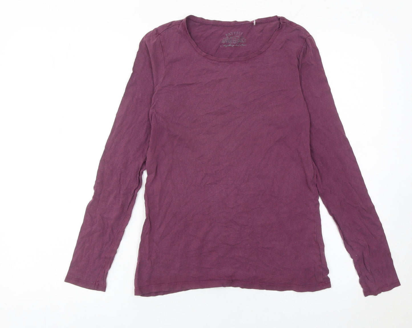 Fat Face Womens Purple Size 10 Scoop Neck Long Sleeve T-Shirt