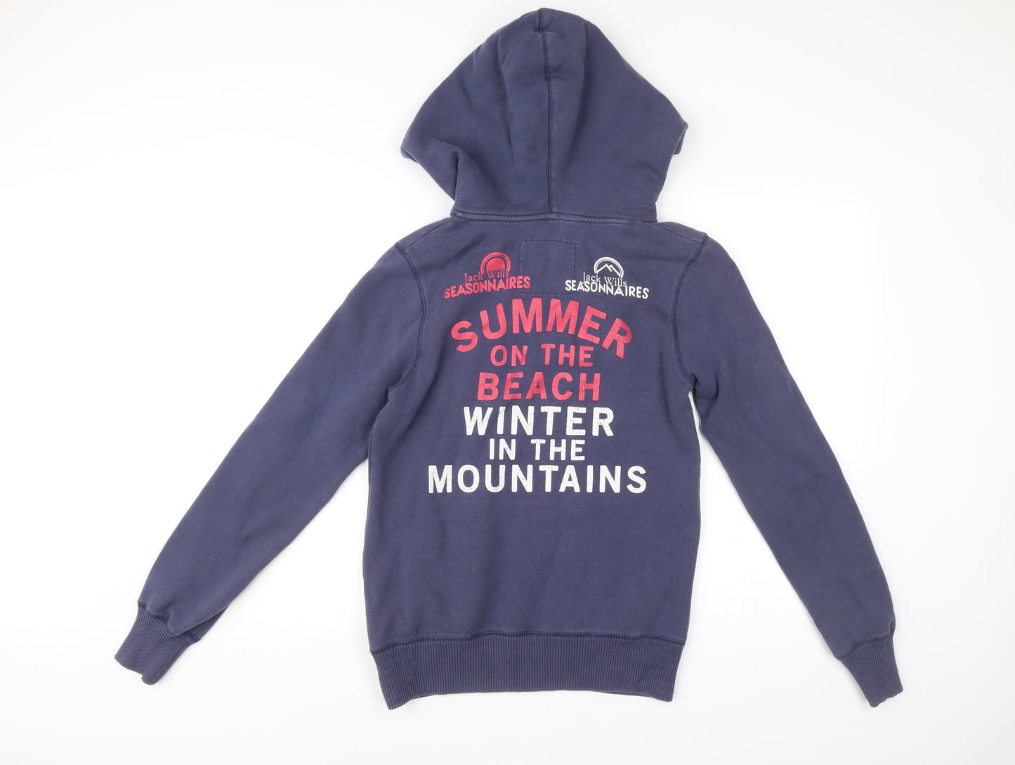 Jack Wills Womens Blue Pullover Hoodie Size 10 Graphic Logo