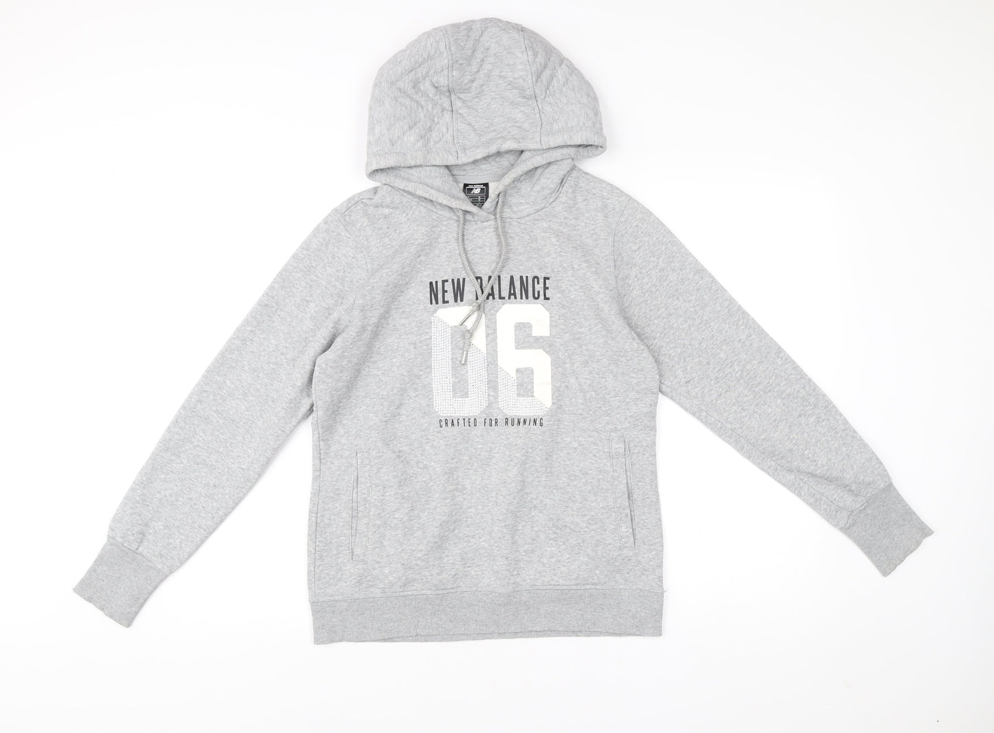 New Balance Womens Grey Hoodie Sweatshirt Size 12 M Pullover Running