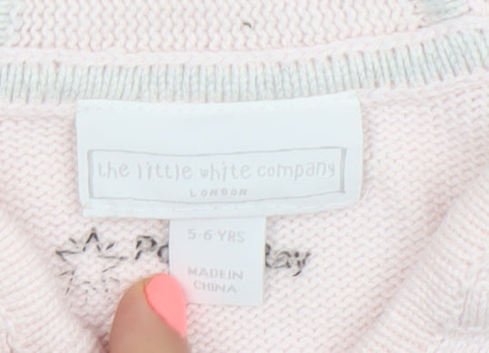 Additional view of The Little White Company girls’ pink bunny hooded cotton jumper 5 years