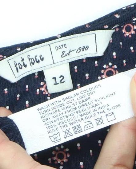 Fat Face Women’s Blue Floral Maxi Dress Size 12 Sleeveless Scoop Neck