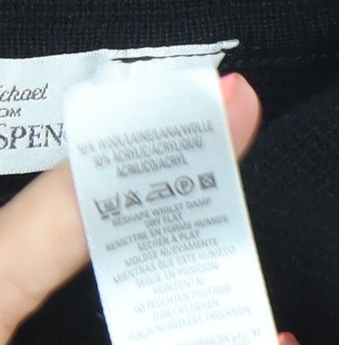 Marks and Spencer St Michael Womens Black Wool Zip Cardigan UK 10