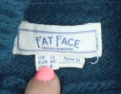 Fat Face Womens Blue Mock Neck Long Sleeve Pullover Jumper Size 12