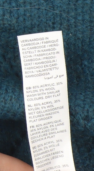 Fat Face Womens Blue Mock Neck Long Sleeve Pullover Jumper Size 12