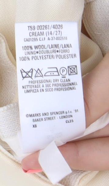 Marks and Spencer Women Ivory Size 14 Pencil Skirt Polyester Lined