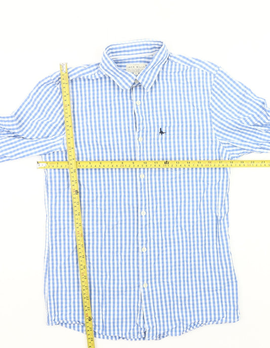 Jack Wills Men's Blue Check Cotton Button-Up Shirt Size S Classic Fit