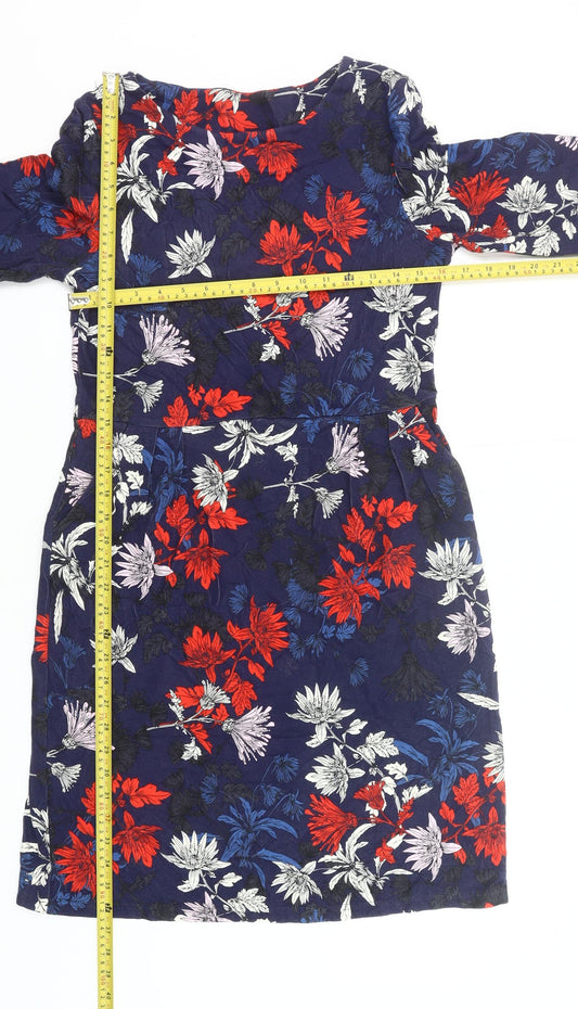 Joules Women’s Multicoloured Floral Shift Dress UK 12 Knee Length 3/4 Sleeve