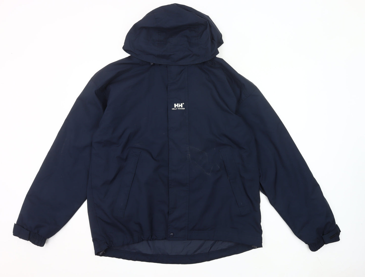 Helly Hansen Men’s Blue Waterproof Rain Jacket M Hooded Outdoor Coat