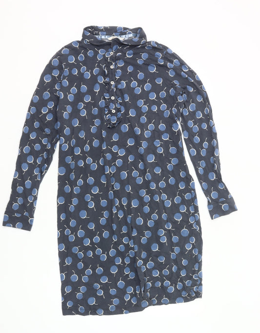 Boden Women’s Blue Polka Dot Shirt Dress Size 16 Long Sleeve Cotton