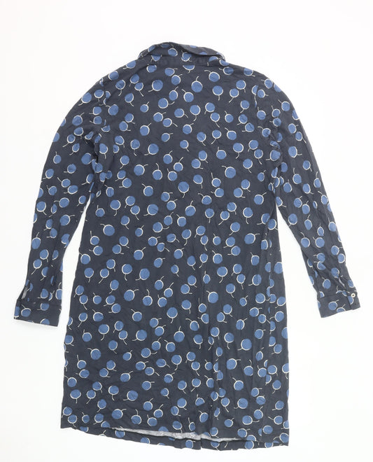 Boden Women’s Blue Polka Dot Shirt Dress Size 16 Long Sleeve Cotton