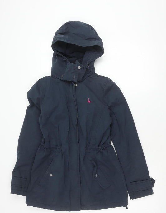 Jack Wills Womens Blue Parka Jacket Size 8 Hooded Cotton Blend