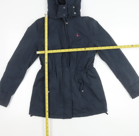Jack Wills Womens Blue Parka Jacket Size 8 Hooded Cotton Blend