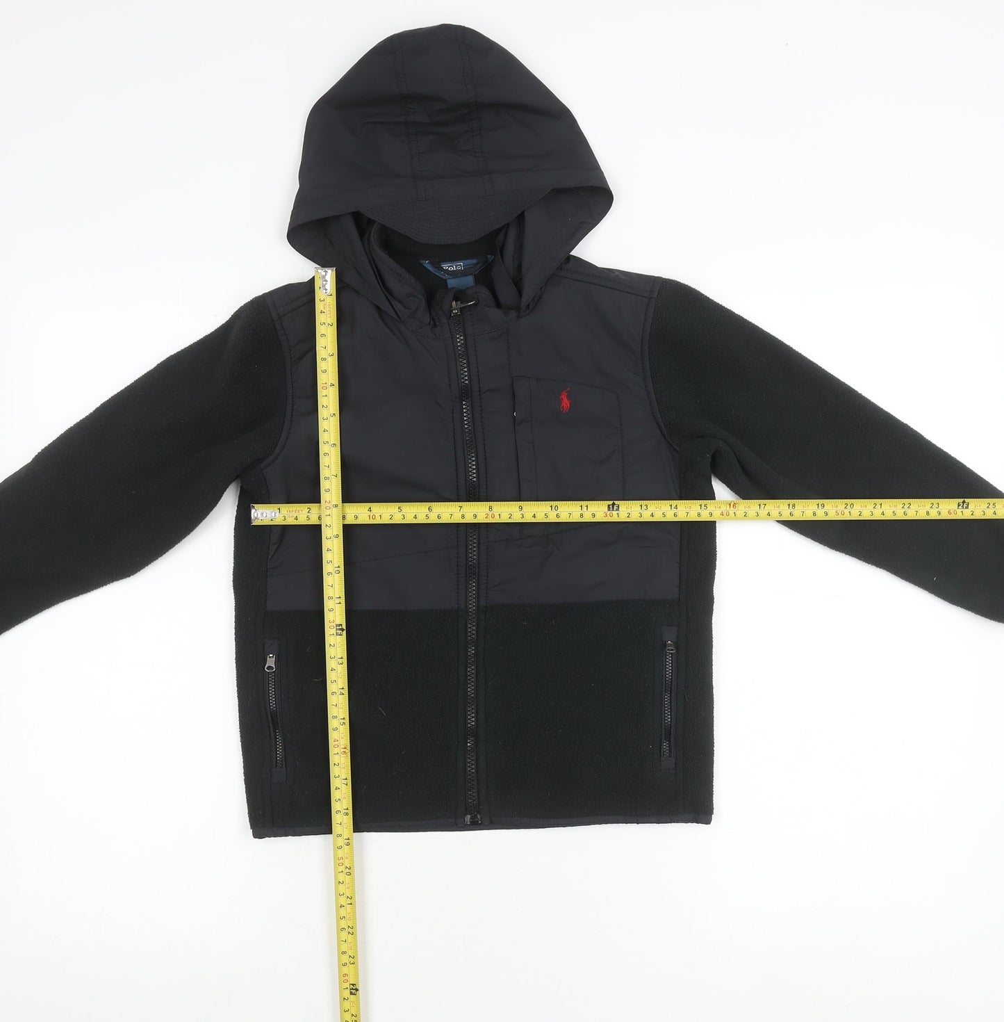 Ralph Lauren Girls Black Hooded Fleece Jacket Age 7 Years Zip Pockets