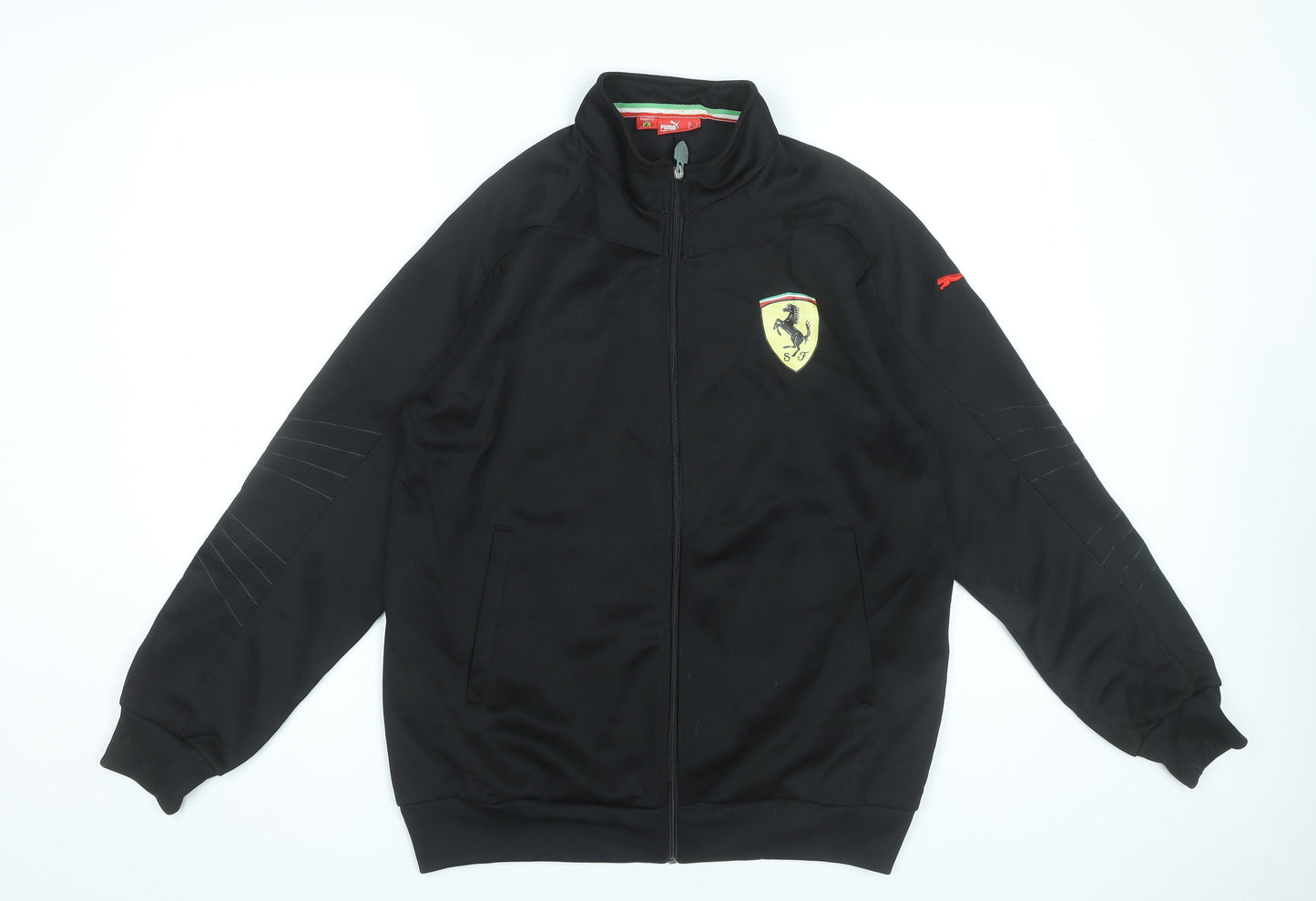 Puma Ferrari Mens Black Jacket L Regular Fit Full Zip Logo Sportswear