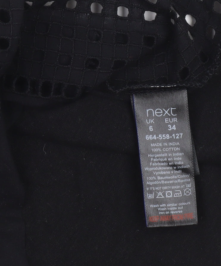 Next Women’s Black Cotton Crochet Tank Top Size 6