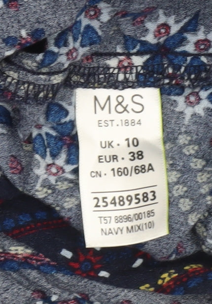 Marks and Spencer Womens Navy Multicoloured Size 10 Peasant Skirt