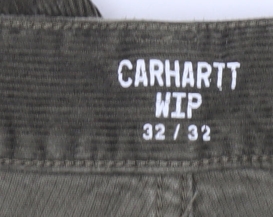 Carhartt WIP Mens Green Corduroy Klondike Trousers 32x32 Regular Fit