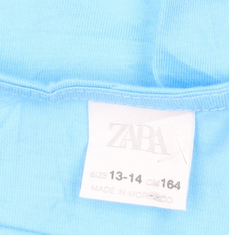 Additional view of Zara girls’ blue ruffle cropped blouse top 13-14 years cotton summer
