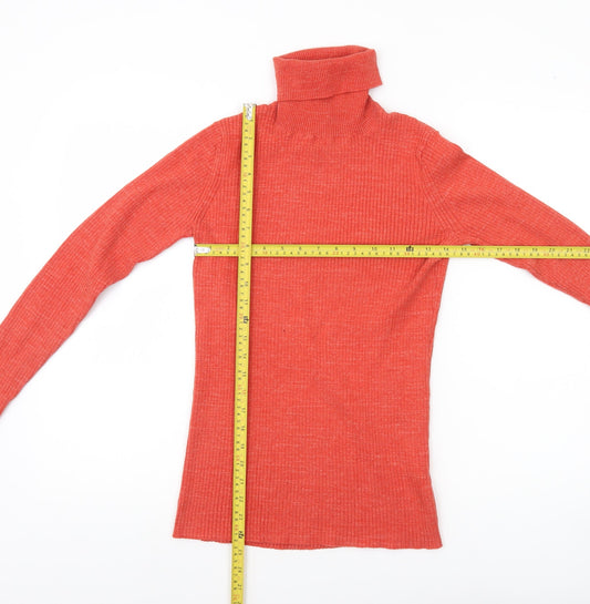 FatFace Women’s Red Roll Neck Knit Jumper Size 14 Long Sleeve