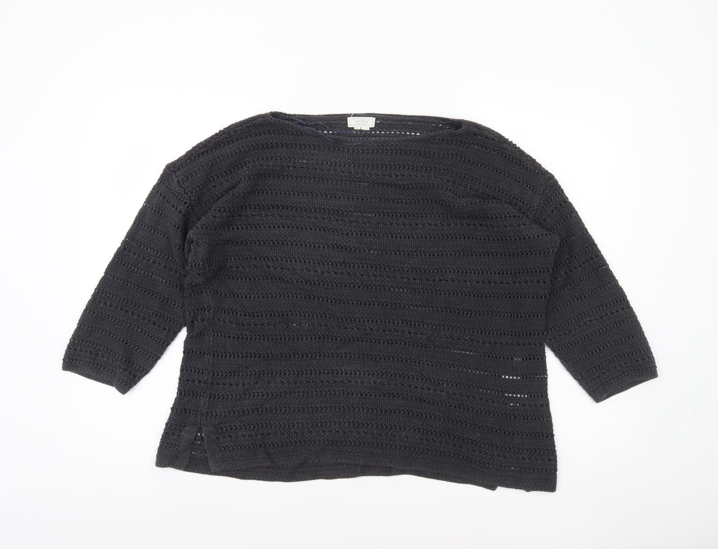Fat Face Women’s Black Crochet Cotton Jumper Size 12