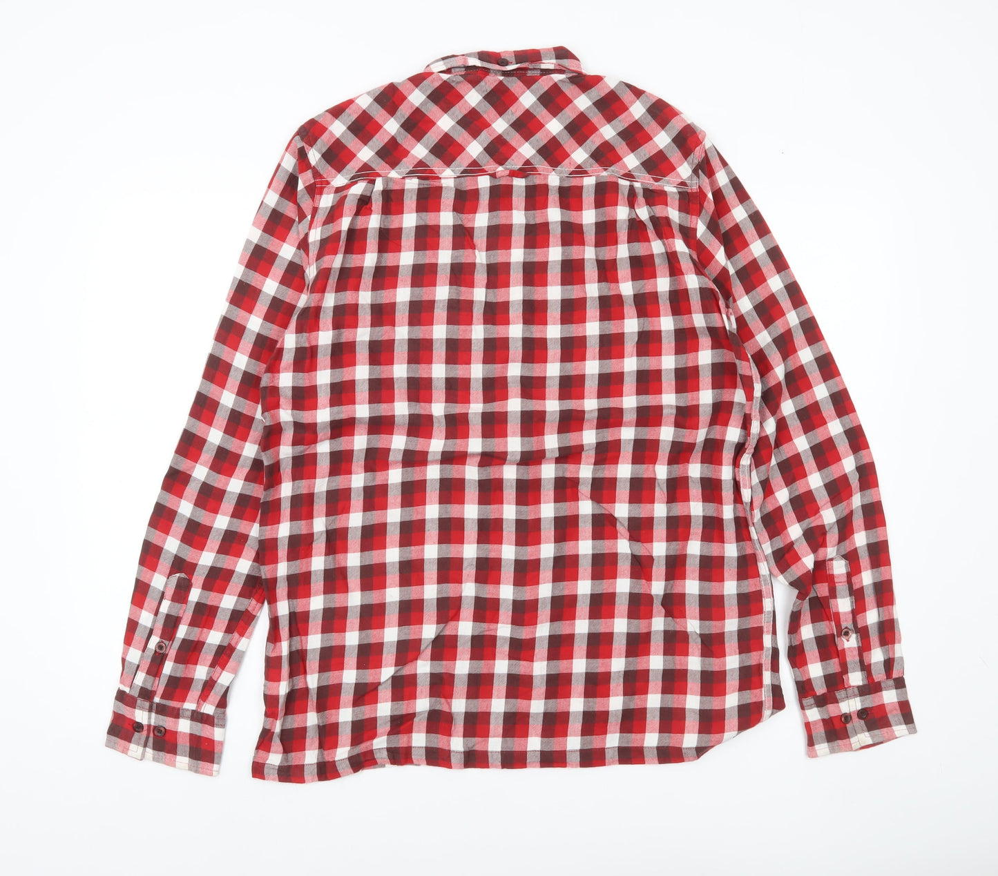 Regatta Men's Red Check Long Sleeve Button-Up Shirt Size M Cotton