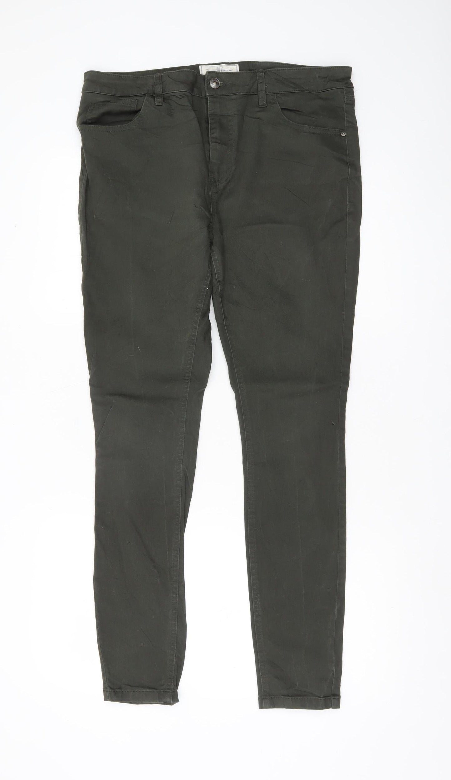 Fat Face Women’s Green Skye Skinny Jeans Size 14 Long Slim Fit