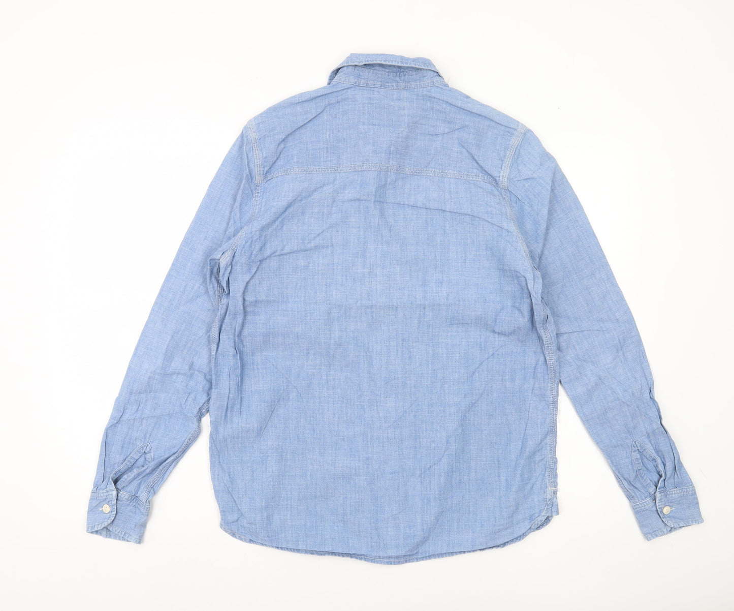 Carhartt Men Blue Cotton Chambray Button-Up Shirt S Regular Fit