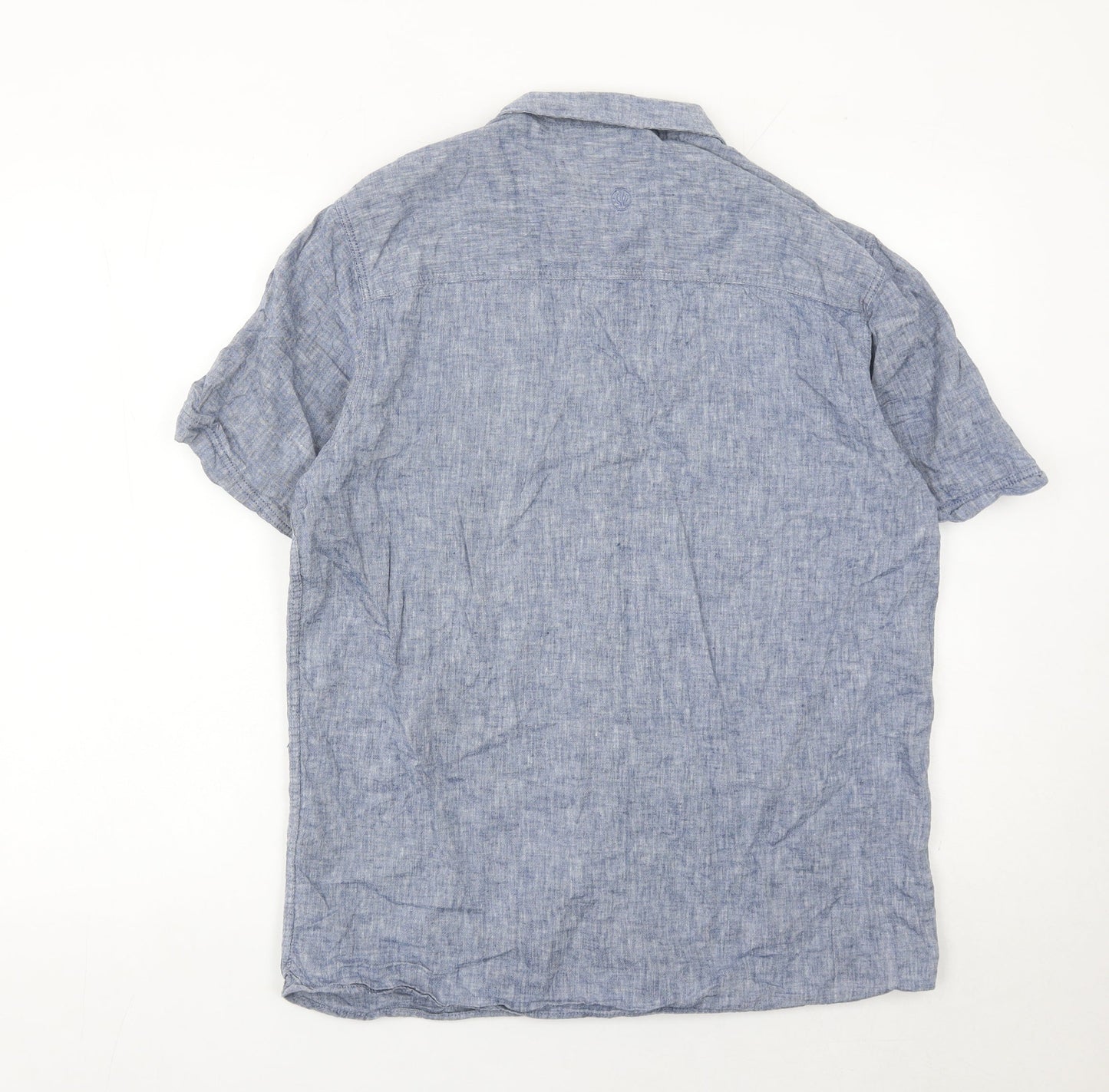 FatFace Men’s Blue Chambray Linen Cotton Short Sleeve Shirt M