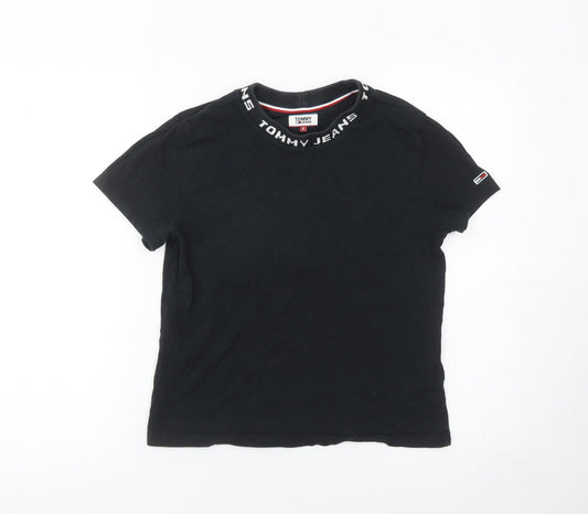 Tommy Jeans Women Black S Basic Cotton Crew Neck T-Shirt