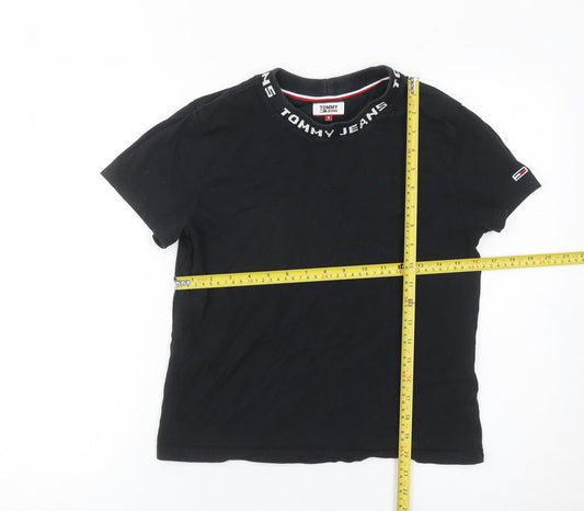 Tommy Jeans Women Black S Basic Cotton Crew Neck T-Shirt