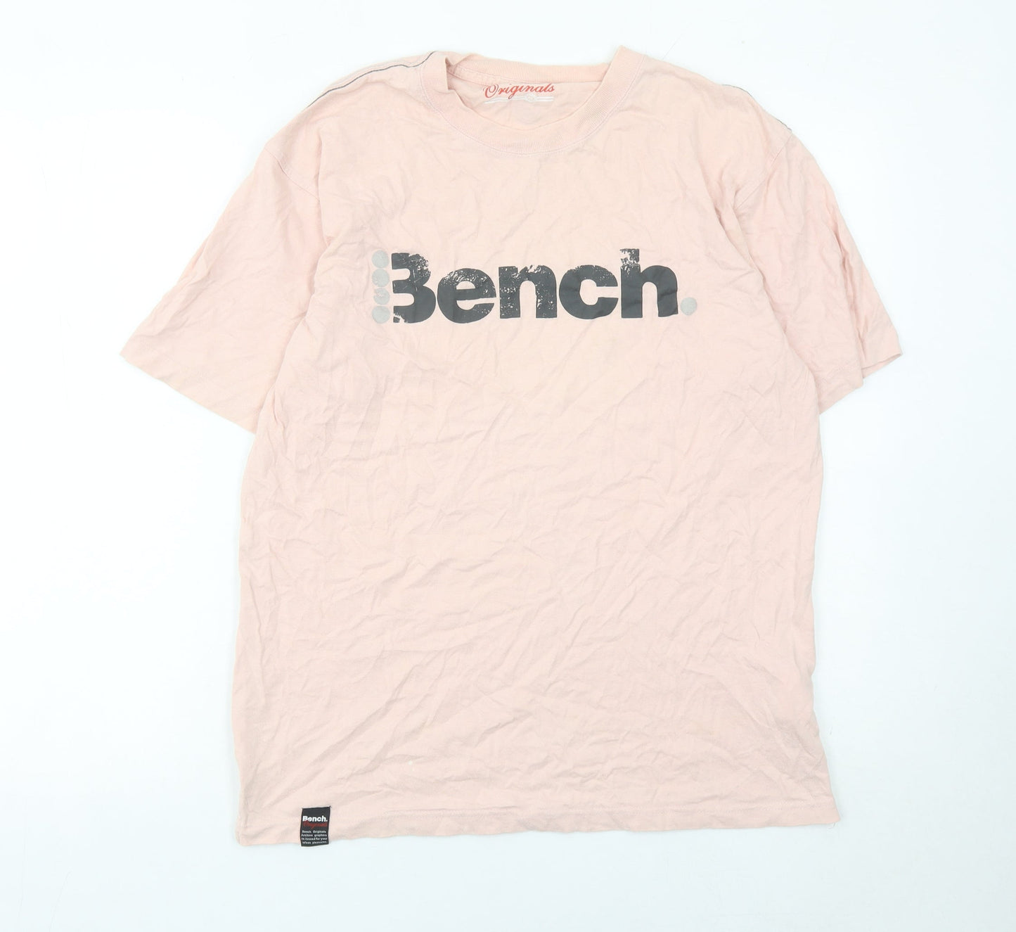 Bench Mens Pink Cotton Graphic Logo T-Shirt Size M