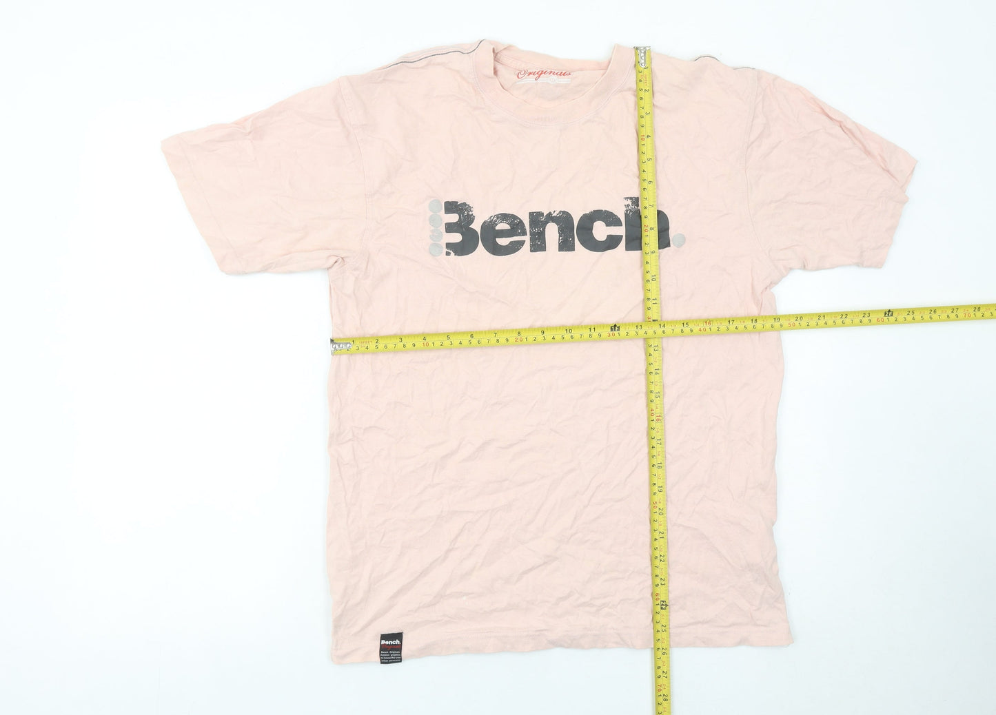 Bench Mens Pink Cotton Graphic Logo T-Shirt Size M