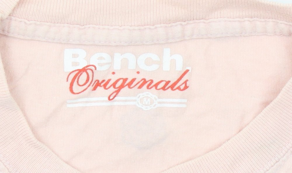Bench Mens Pink Cotton Graphic Logo T-Shirt Size M