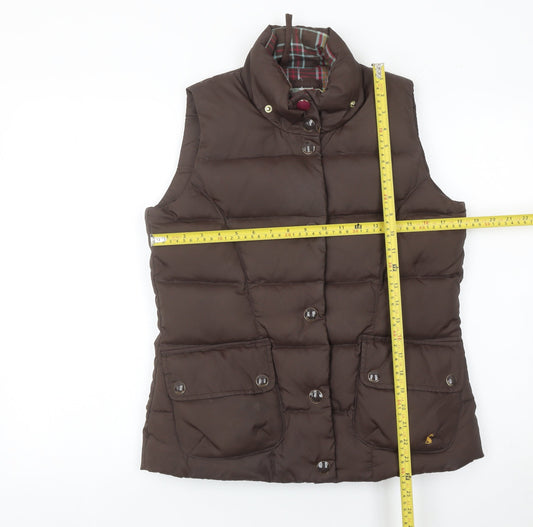 Joules Women’s Brown Puffer Waistcoat Size 12 Quilted Down Gilet