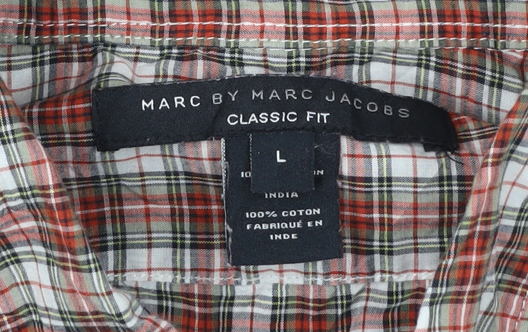 Marc by Marc Jacobs Mens Red Classic Fit Check Cotton Shirt L