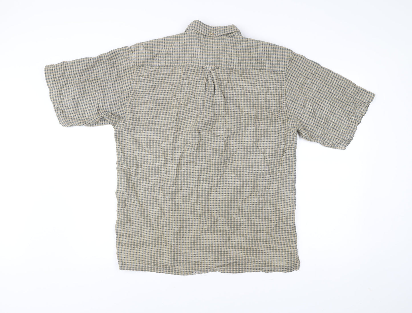 Columbia Men’s Beige Check Short Sleeve Cotton Button-Up Shirt M