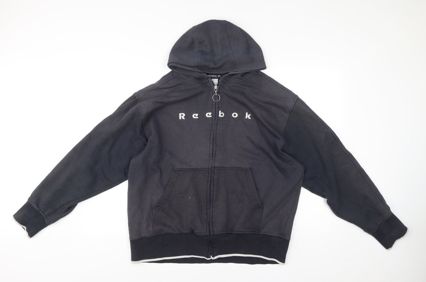 Reebok Classic Men’s Black Full Zip Hoodie L Logo Sportswear