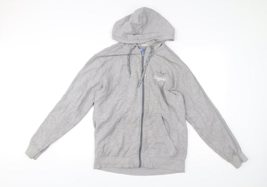 Adidas Mens Grey Full Zip Hoodie Sweatshirt M Regular Fit Sportswear