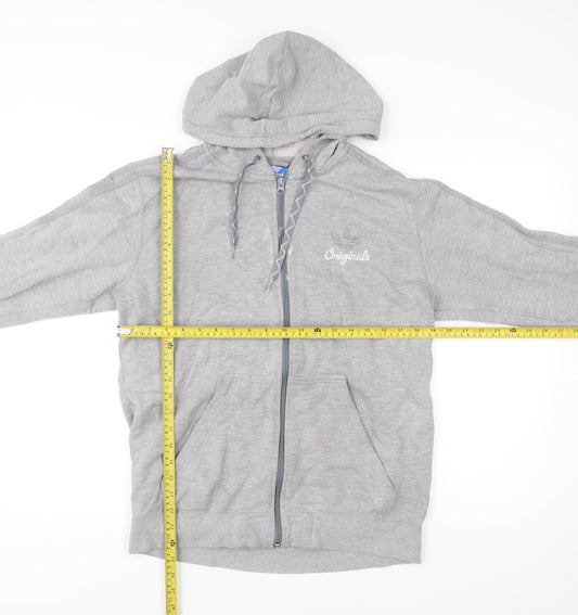 Adidas Mens Grey Full Zip Hoodie Sweatshirt M Regular Fit Sportswear