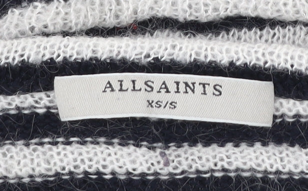 AllSaints Womens Black White Striped Cropped Jumper Size S