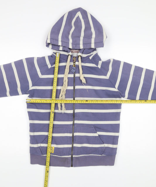 Joules Women’s Purple Striped Full Zip Hoodie Size 14 Lined Casual