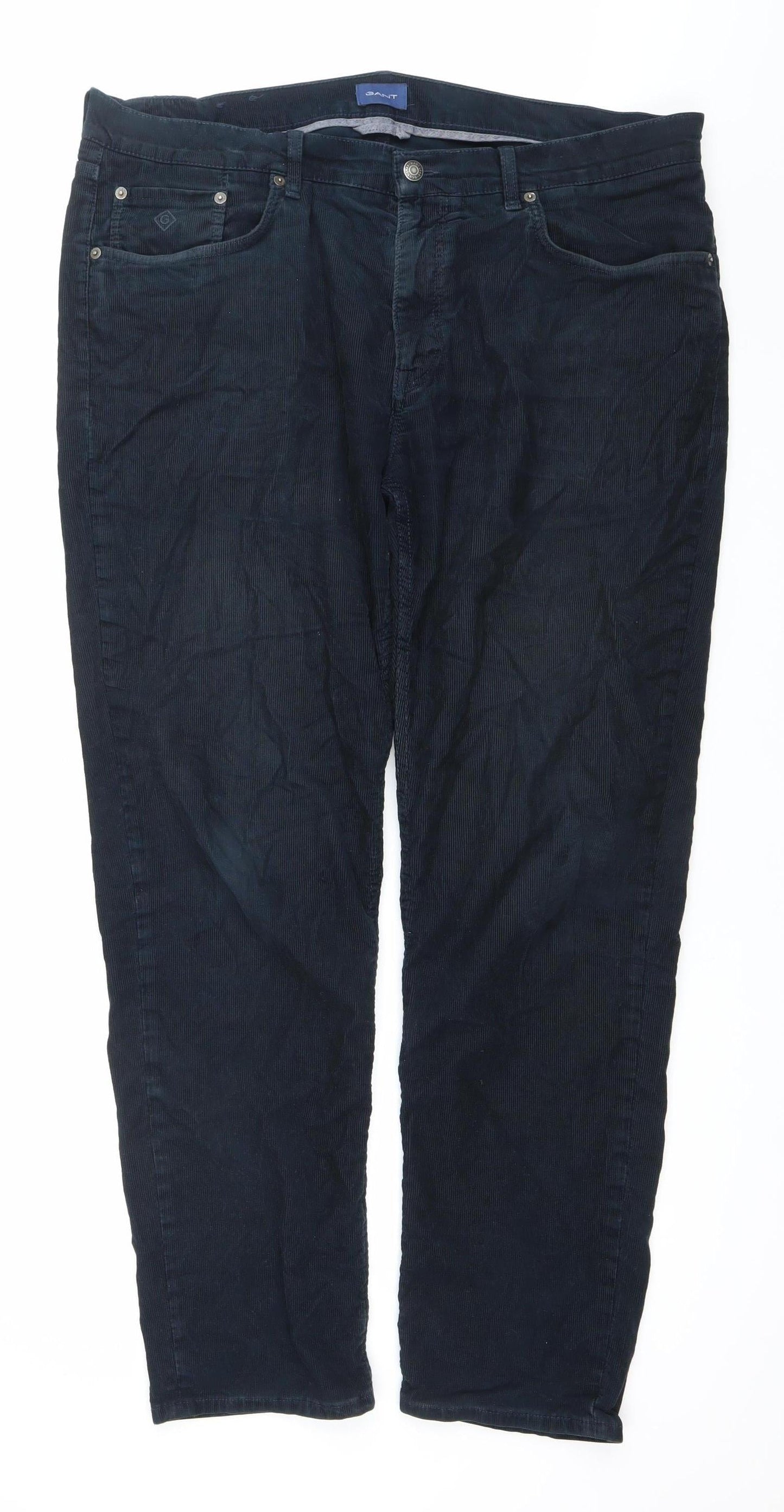 GANT Mens Blue Corduroy Hayes Slim Trousers W40 L32