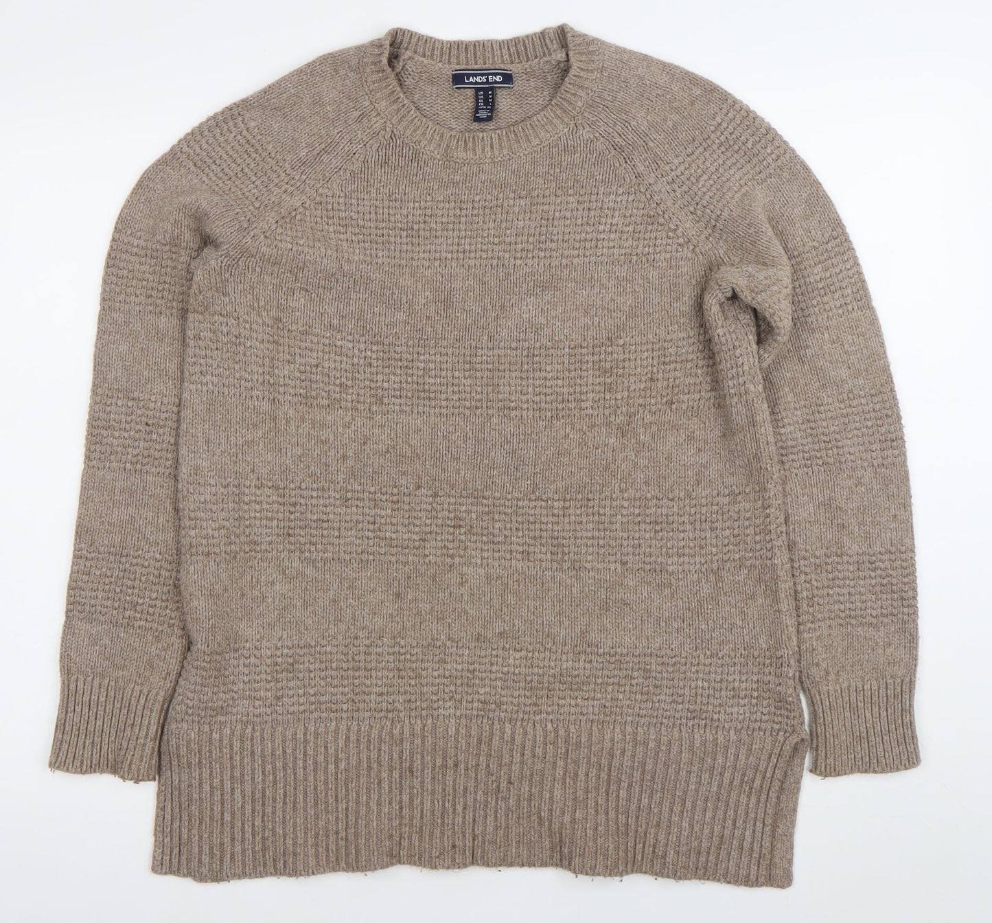 Lands' End Women's Beige M Pullover Jumper Crew Neck Knit