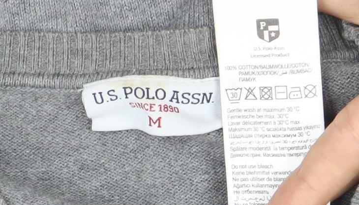 U.S. Polo Assn. Men’s Grey Cotton Crew Neck Pullover Jumper M