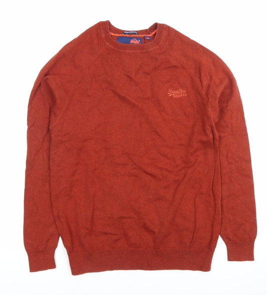 Superdry Mens Red Medium Crew Neck Cotton Pullover Jumper