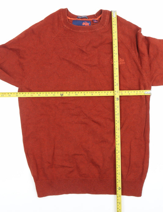 Superdry Mens Red Medium Crew Neck Cotton Pullover Jumper