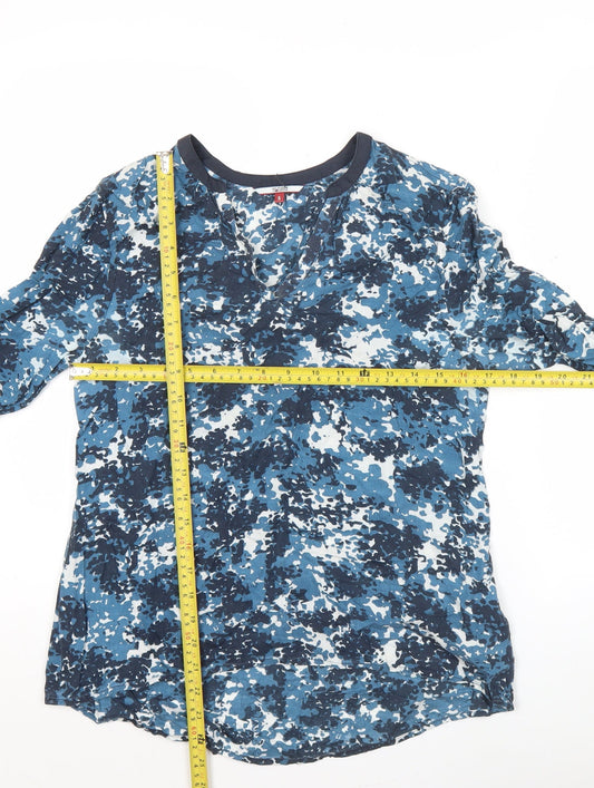 Tommy Hilfiger Womens Blue Camouflage Viscose Tunic Blouse S