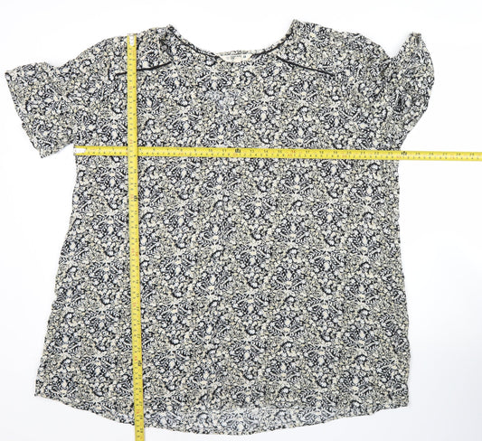 FatFace Women’s Black Floral Tunic Blouse UK 20 Short Sleeve