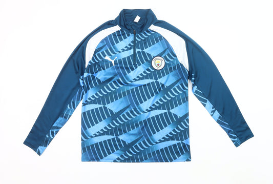 Puma Men’s Manchester City Blue Small 1/4 Zip Football Sweatshirt