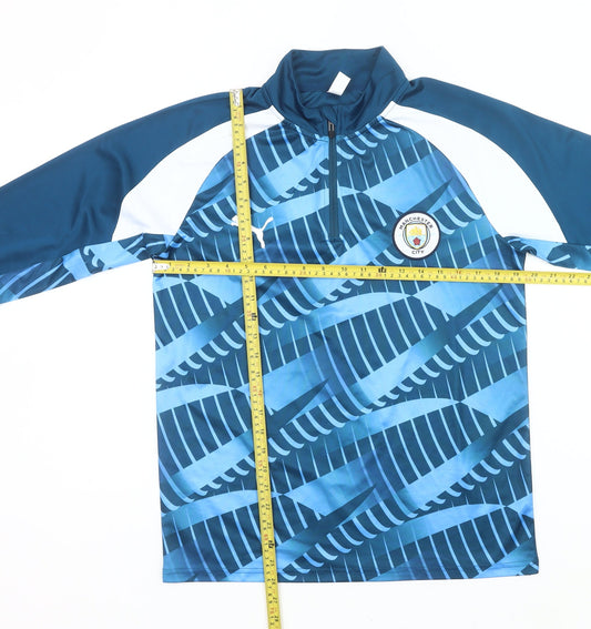 Puma Men’s Manchester City Blue Small 1/4 Zip Football Sweatshirt